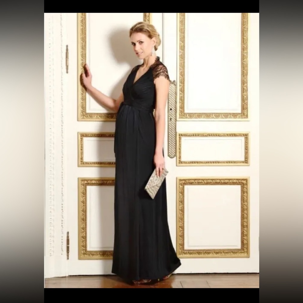 Seraphine Luxe, Black lace Maternity maxi wrap dress, size US 12